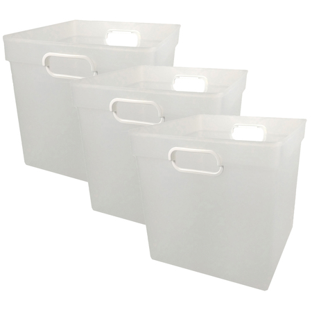 Romanoff Hang & Stack Storage Bin, Plastic, 11 in W, 10 1/2 in H, 11 1/2 in L, Clear, 3 PK 725-20